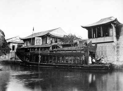 Flower Boat, Canton by European Photographer